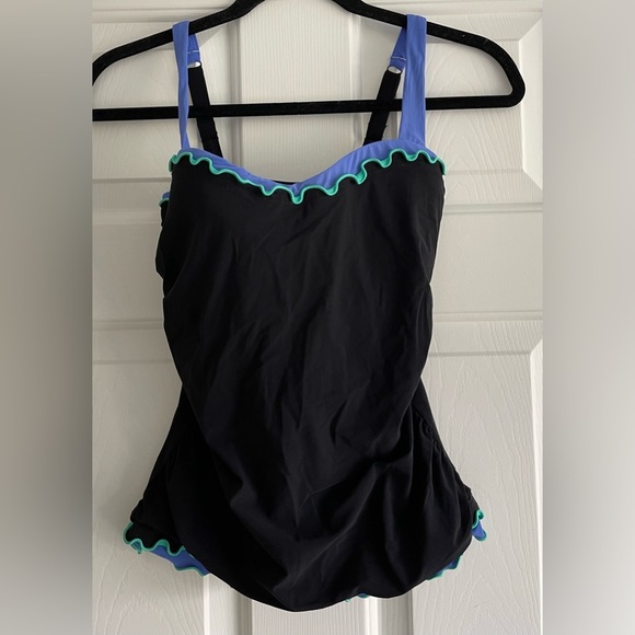 Profile By Gottex Other - Tankini Bathing Suit top Gottex Black Blue & Green Adjustable Bra Size 32E VGC!
